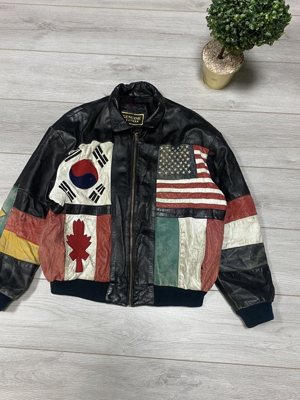 Other A.D.A World Flags Leather Jacket distressed Size US M / EU 48-50 / 2 - 3 Thumbnail
