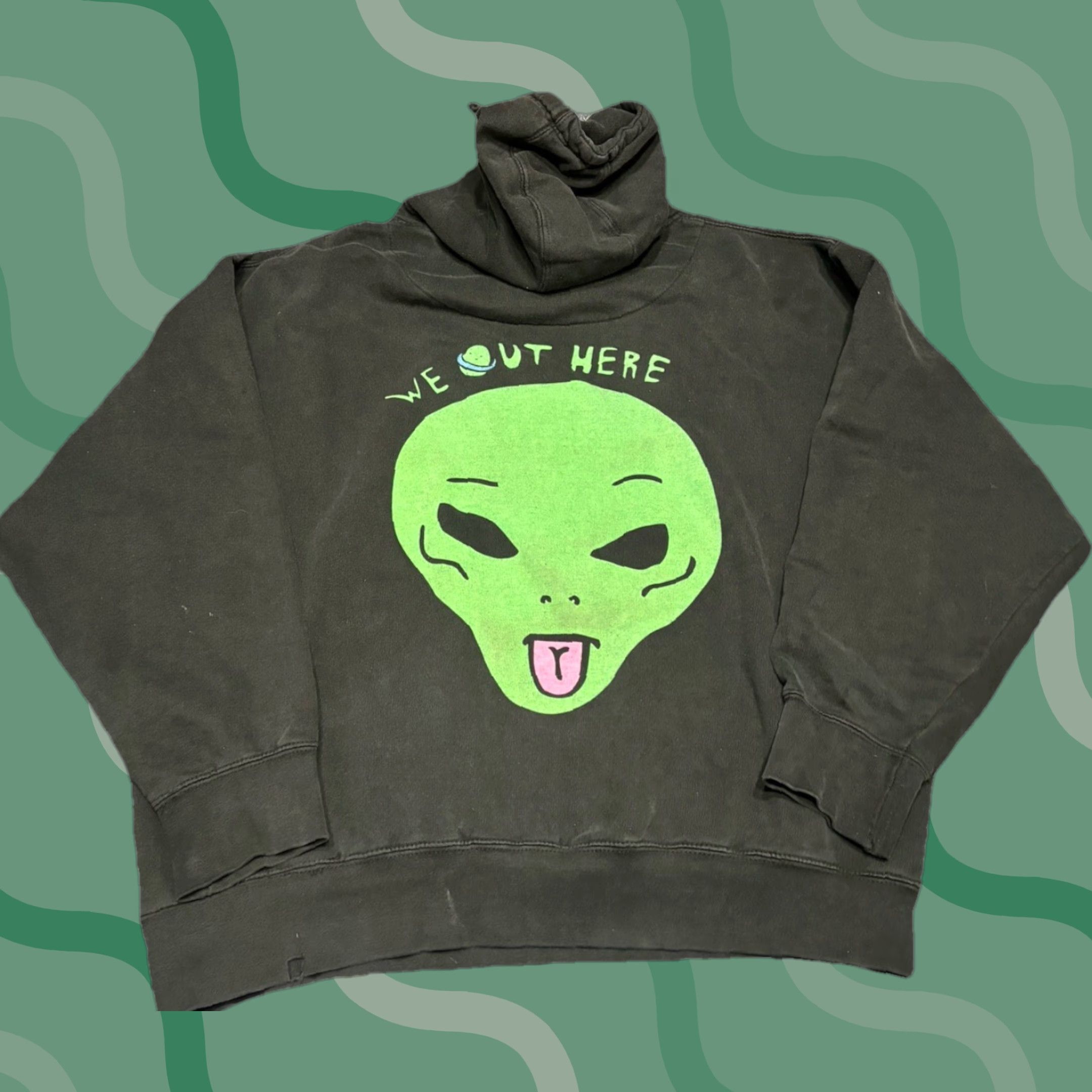 RIPNDIP Ripndip We Out Here Alien Graphic Pullover Hoodie Mens L Black Crew Neck Hooded Size US L / EU 52-54 / 3 - 1 Thumbnail
