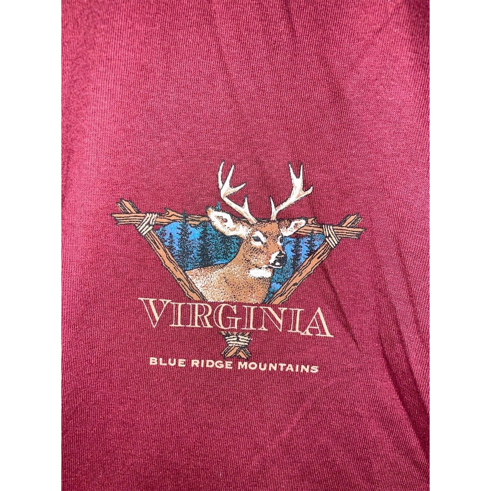 Jerzees Vintage Virginia Blue Ridge Mountains Shirt Deer Red Tee 90s Size US L / EU 52-54 / 3 - 3 Thumbnail