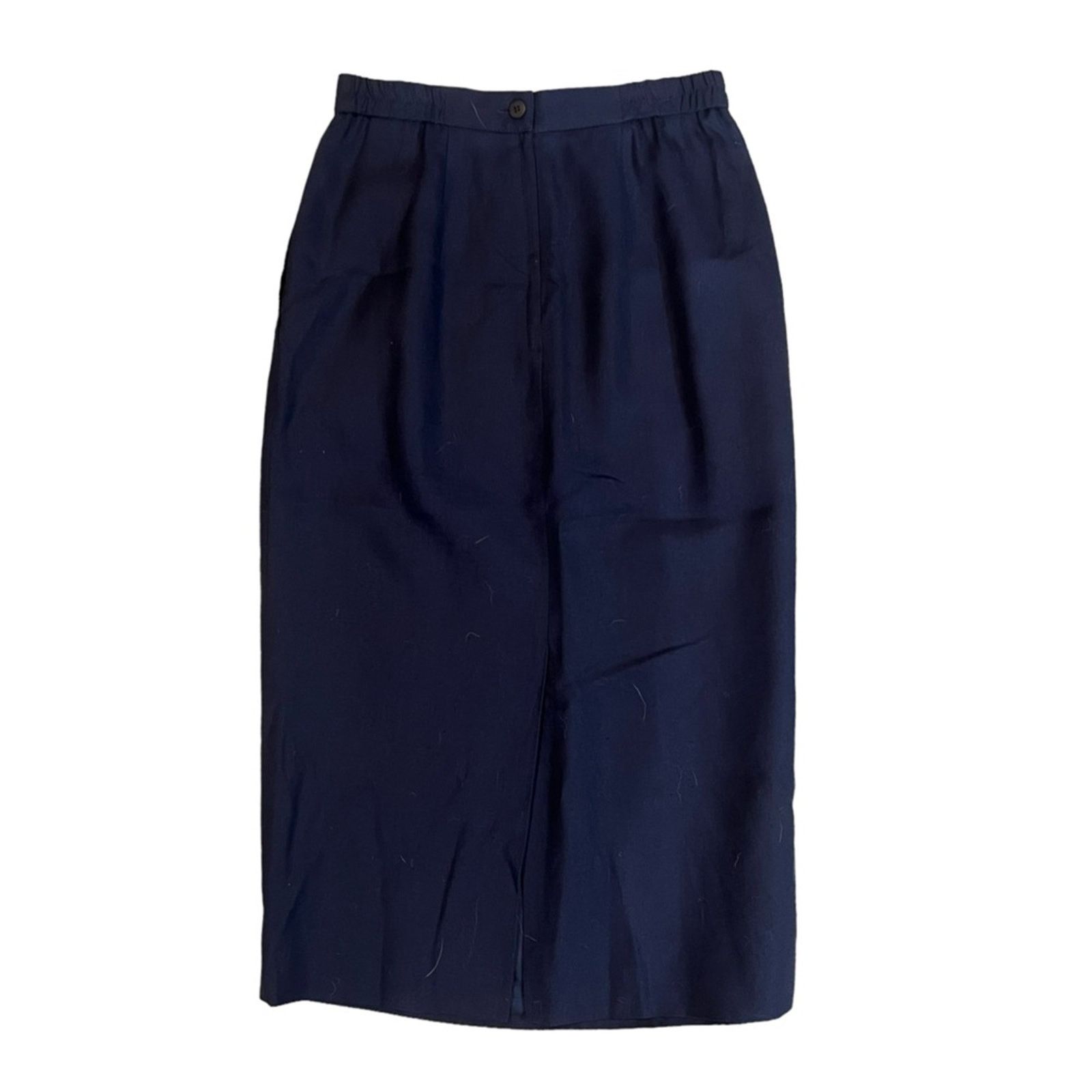 Talbots Talbots Petites Skirt Womens 6P Navy Blue Pleated Midi Size 28" / US 6 / IT 42 - 4 Thumbnail