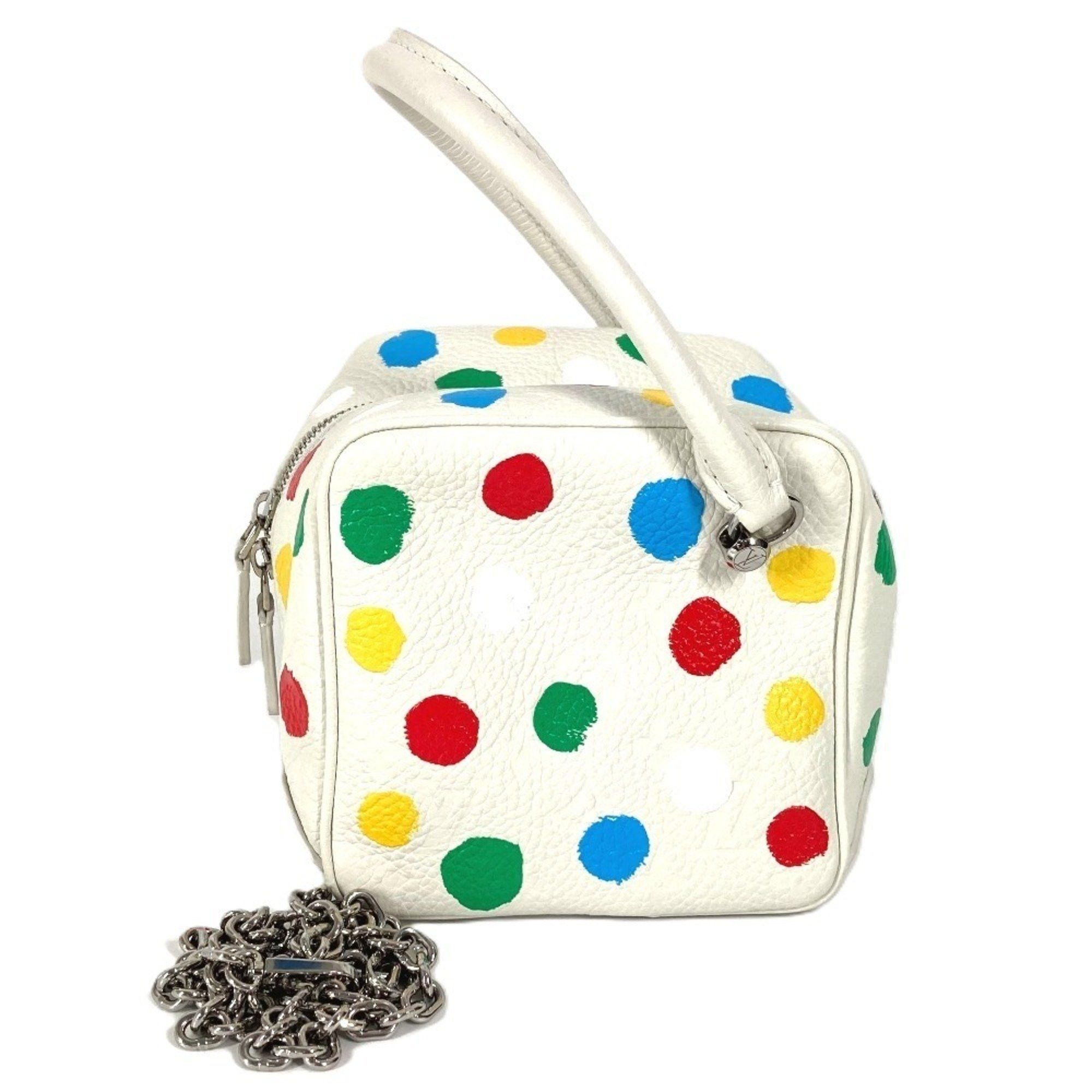 Louis Vuitton Yayoi Kusama Lv×Yk China Exclusive Monogram Empreinte Square Bag Chain Bag 2Way Shoulder Handbag Leather Women's White