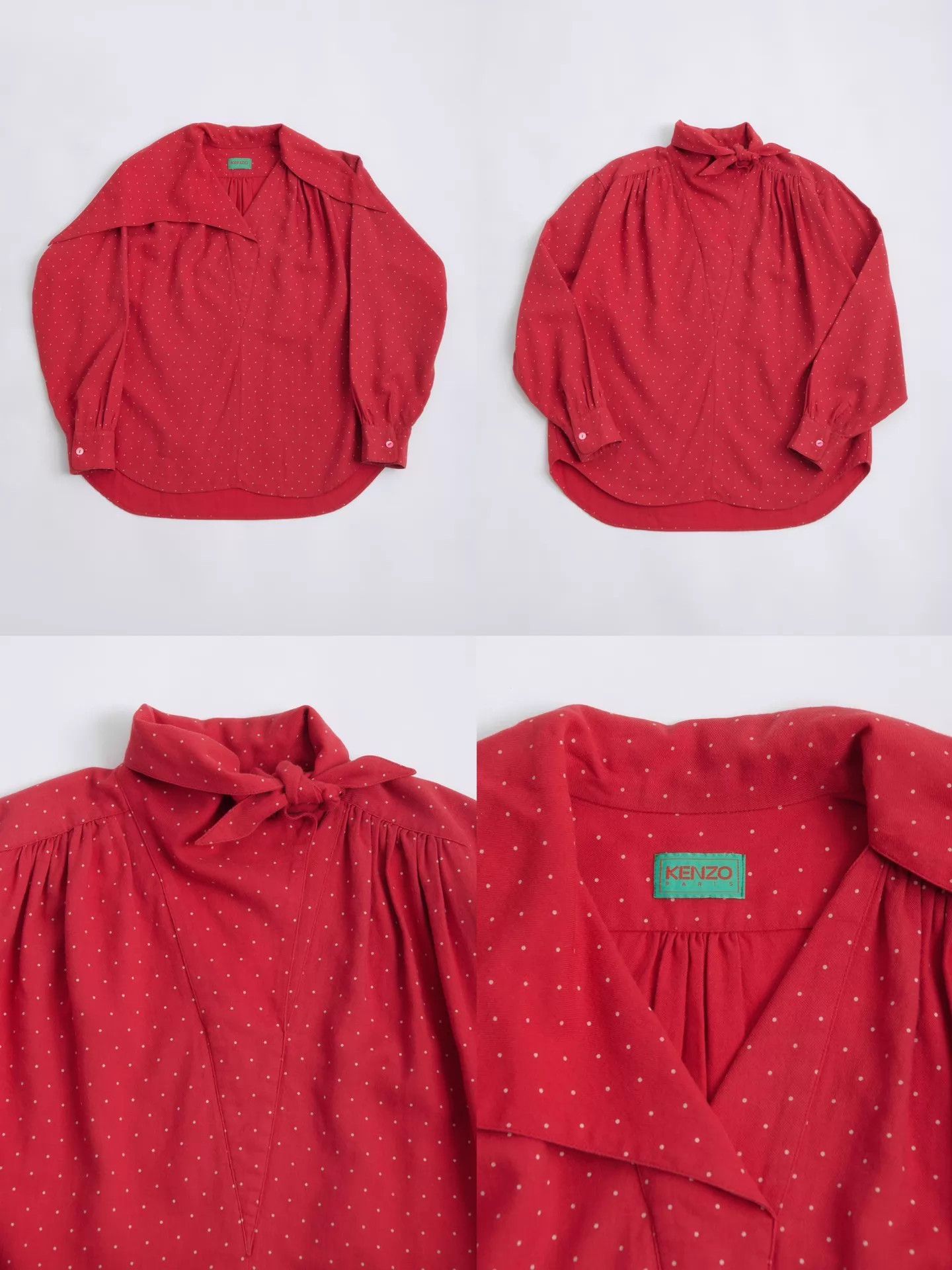 Kenzo KENZO 80s Early Polka Dot Tie-Neck Shirt Size M / US 6-8 / IT 42-44 - 8 Thumbnail