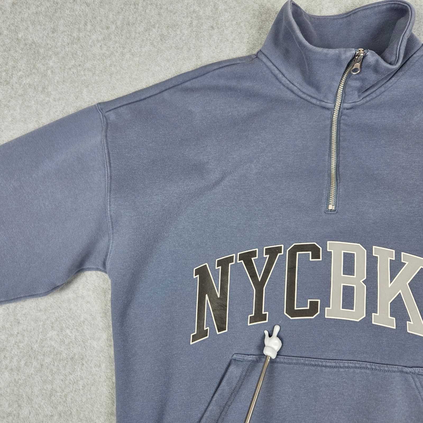 H&M H&M Small Oversized "NYCBKN" Half Zip Blue Sweatshirt Size US S / EU 44-46 / 1 - 5 Thumbnail