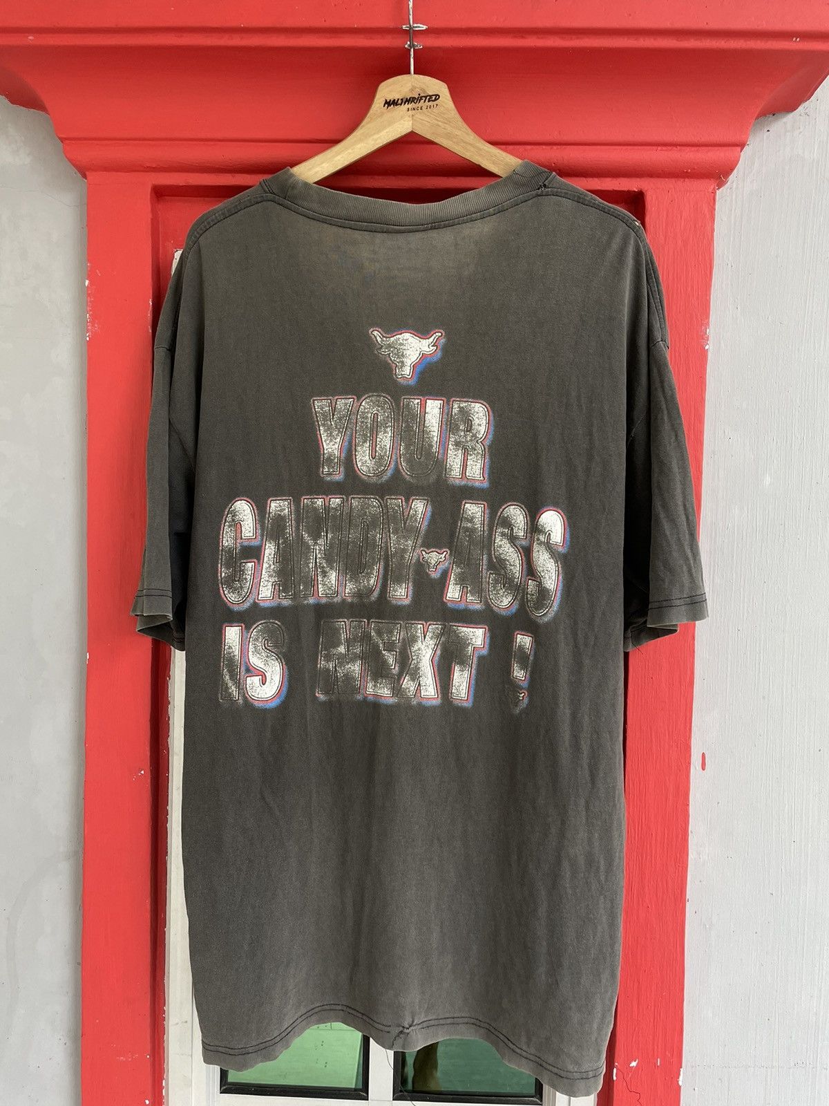 image of Vintage 90's The Rock "your Candy Ass Is Next" Wwf Tee in Black, Men's (Size XL)