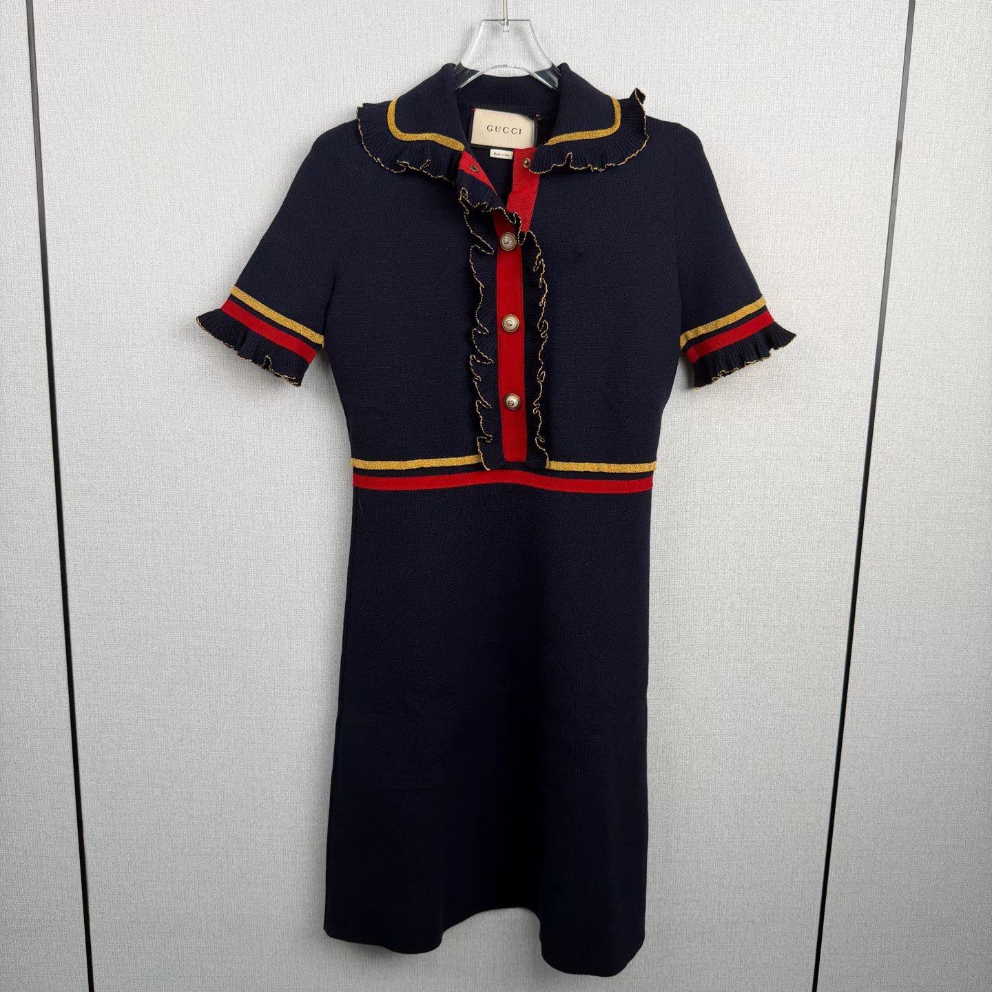 Gucci gucci ruffle pearl button knit dress Size S / US 4 / IT 40 - 1 Thumbnail