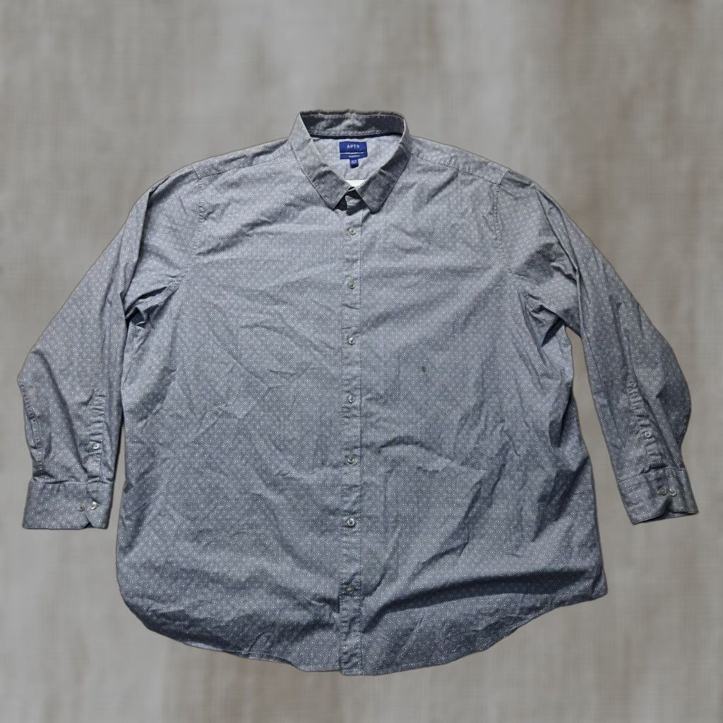Vintage APT 9 Blue Long Sleeve Button Up Shirt Modern Fit Adult Men's Size 4XB Big Size US XXL / EU 58 / 5 - 1 Thumbnail