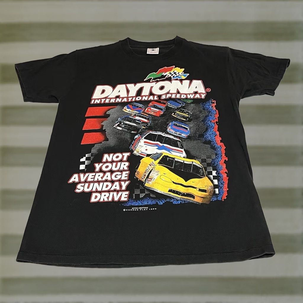 Delta VINTAGE NASCAR Daytona International Speedway Delta T-Shirt Men M 1996 Black Cotton Short Sleeve Crew Neck 90s Sports Racing Nascar USA Double-Sided Size US M / EU 48-50 / 2 - 1 Thumbnail