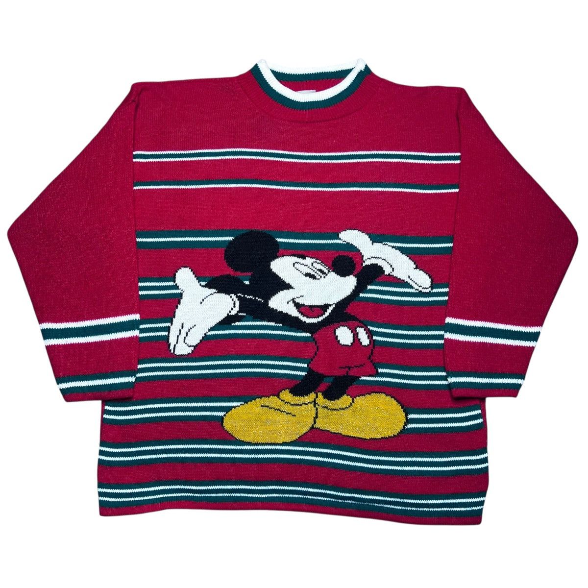 Mickey Unlimited 1990s Mickey Mouse Disney Striped Pullover Knit Sweater Size L / US 10 / IT 46 - 1 Thumbnail
