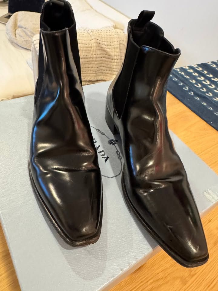 Prada Leather Chelsea Square Toe Ankle Boot Size US 10 / IT 40 - 2 Thumbnail
