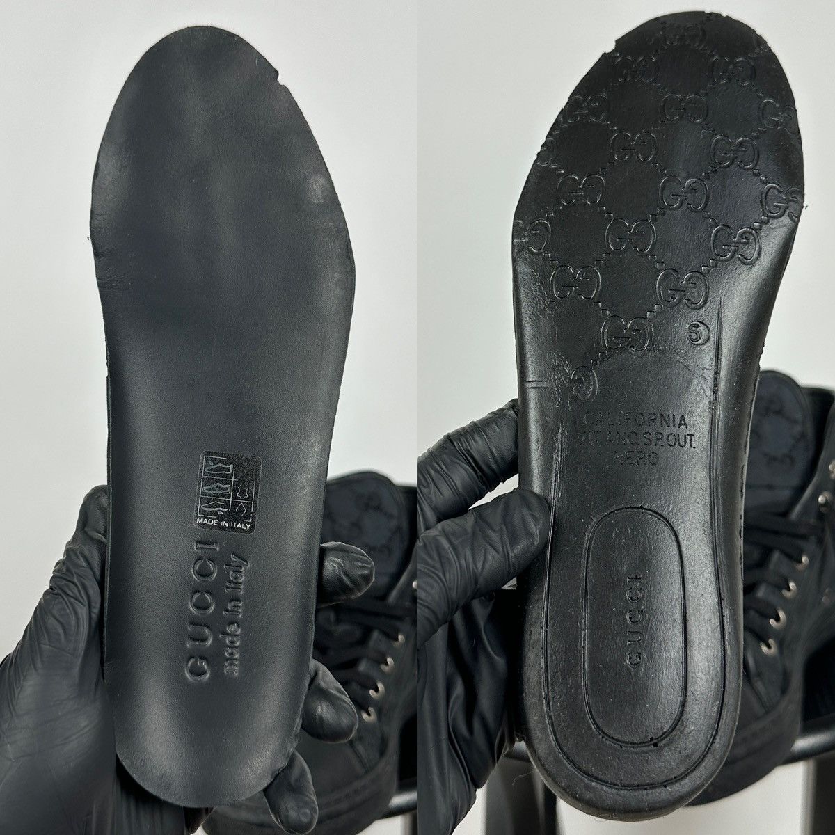 Gucci Gucci 426188 GG Leather/Canvas Monogram High Top Sneaker Size US 5.5 / EU 38 - 23 Thumbnail