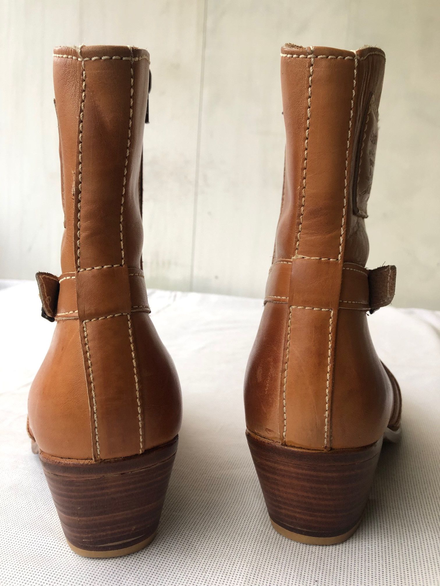 Levi's Vintage Levi's Tan Leather Western Style Side Zip Boots Size US 11 / EU 44 - 5 Thumbnail