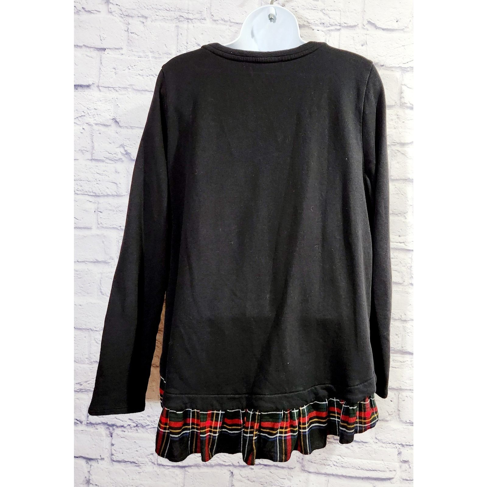 Loft Loft Black Red Plaid Ruffled Hem Top M Faux Button Side Size M / US 6-8 / IT 42-44 - 4 Thumbnail