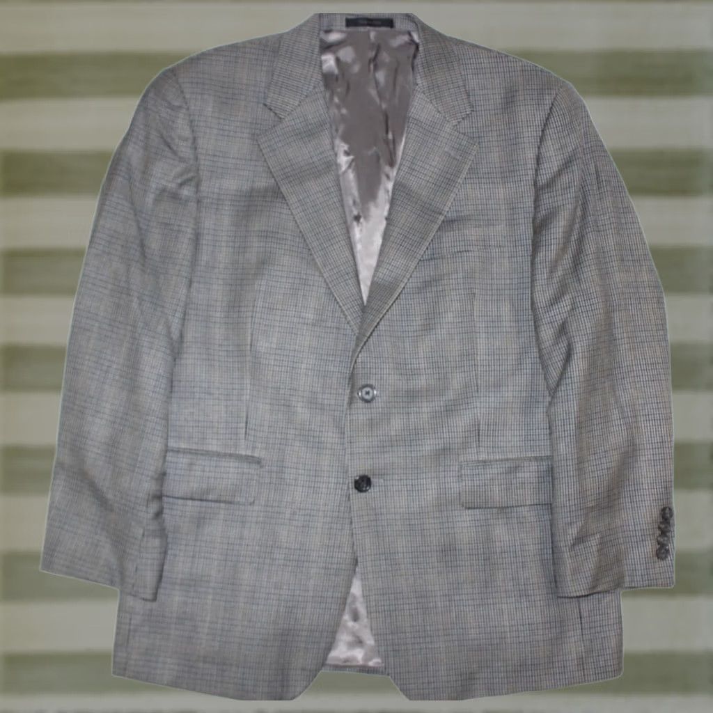 Chaps Chaps Ralph Lauren Blazer Mens 40 S Silk Wool Coat Jacket Houndstooth Plaid Gray Size 40R - 1 Thumbnail