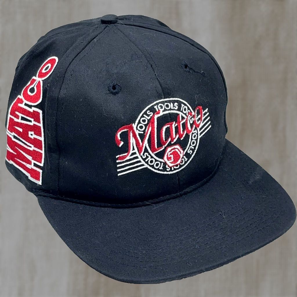 Logo 7 VINTAGE Matco Tools Hat Cap Snapback Black Red Big Logo 90s Y2K Racing Adult Cap HAT Mens Black 90s Logo Vintage Accessories Size ONE SIZE - 1 Thumbnail