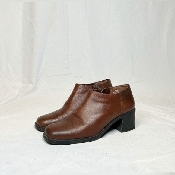 Other Vintage 90s Brown Leather Square Toe Shooties Ankle Boots Size US 8 / IT 38 - 1 Thumbnail