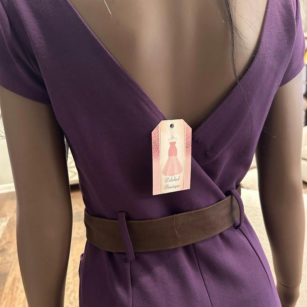 Theory Theory Damson Sloane Dress Capped Sleeves Belt Low Back NWT Size S / US 4 / IT 40 - 4 Thumbnail