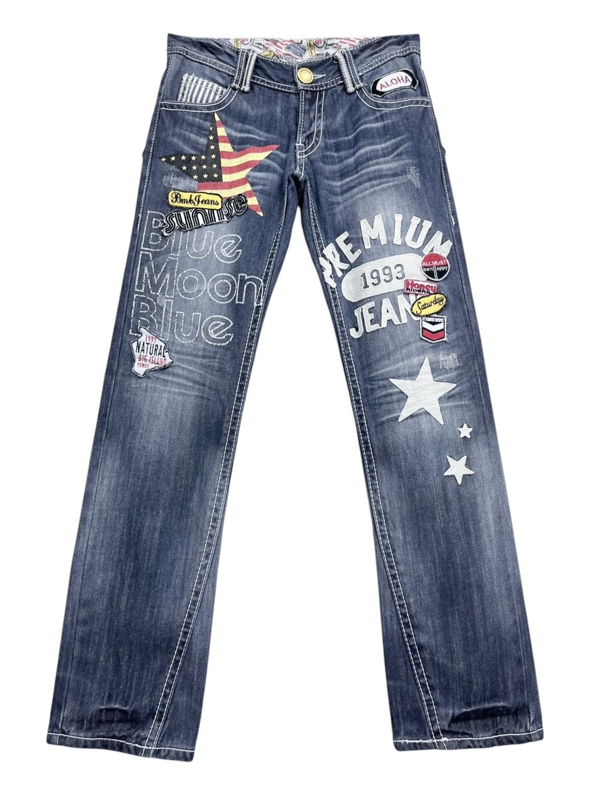 Japan Blue 💥 RARE🌛BMB Embroidery Patches Big Print Daicock Style Surf Size 29" - 4 Thumbnail