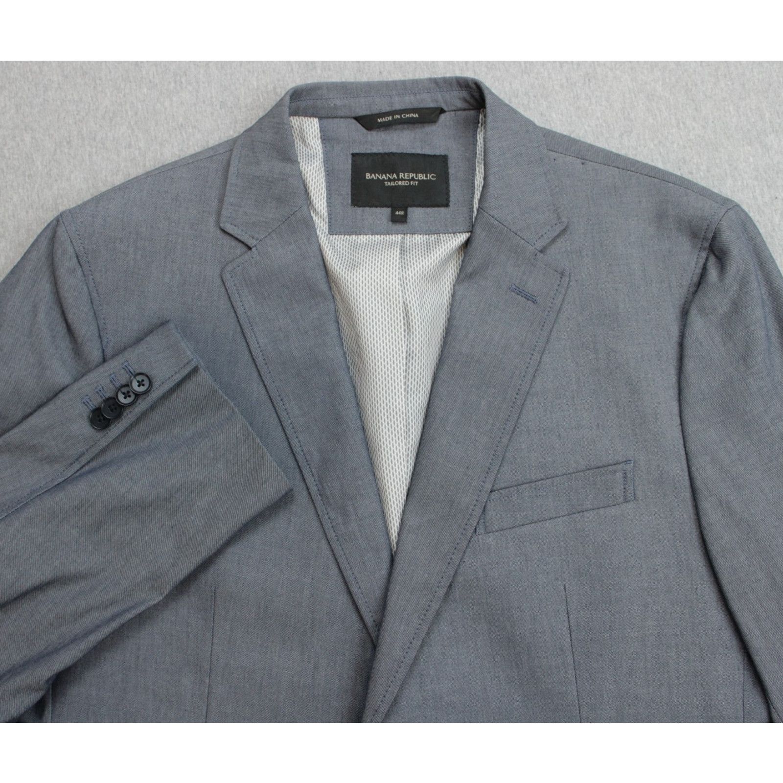 Banana Republic Banana Republic Blazer Mens 44R Gray Cotton Blend Stretch Size 44R - 1 Thumbnail