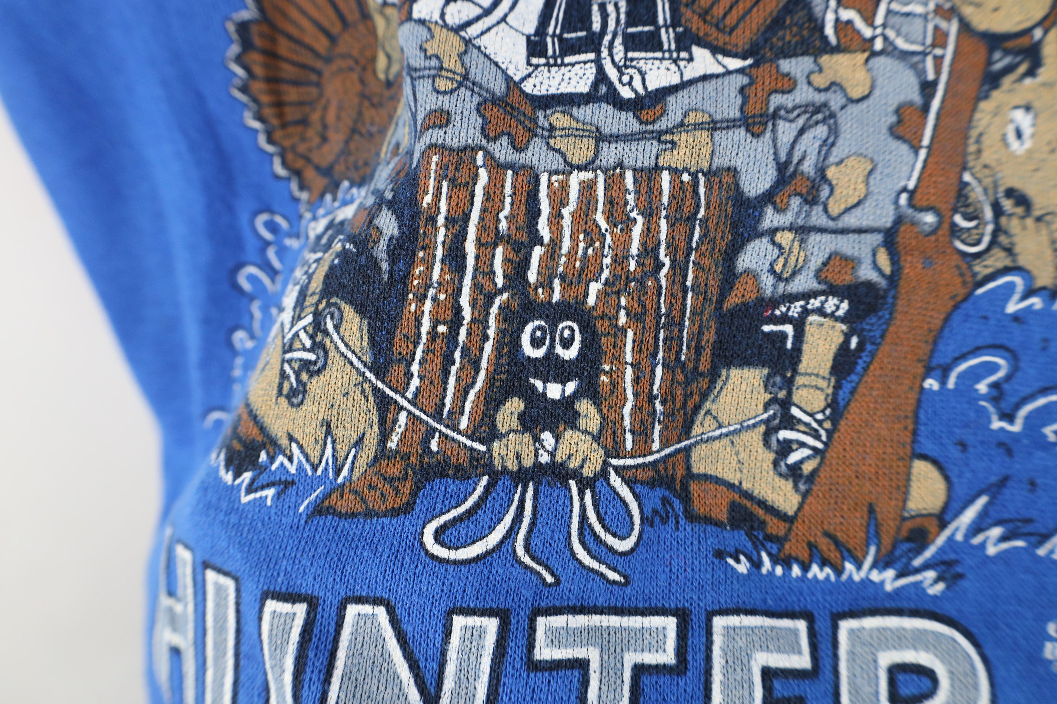 Vintage Vintage 90s Greatest Hunter Hunting Sweatshirt Blue USA Size US XL / EU 56 / 4 - 6 Thumbnail