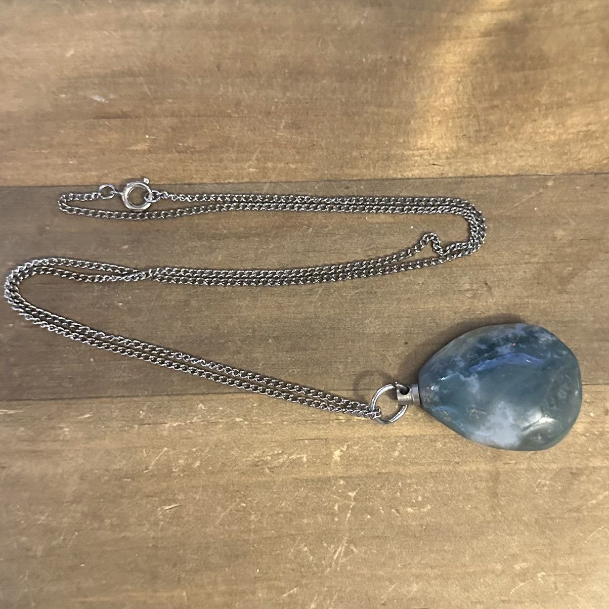 Vintage Vintage polished Aquatine Calcite pendant necklace Size ONE SIZE - 2 Thumbnail