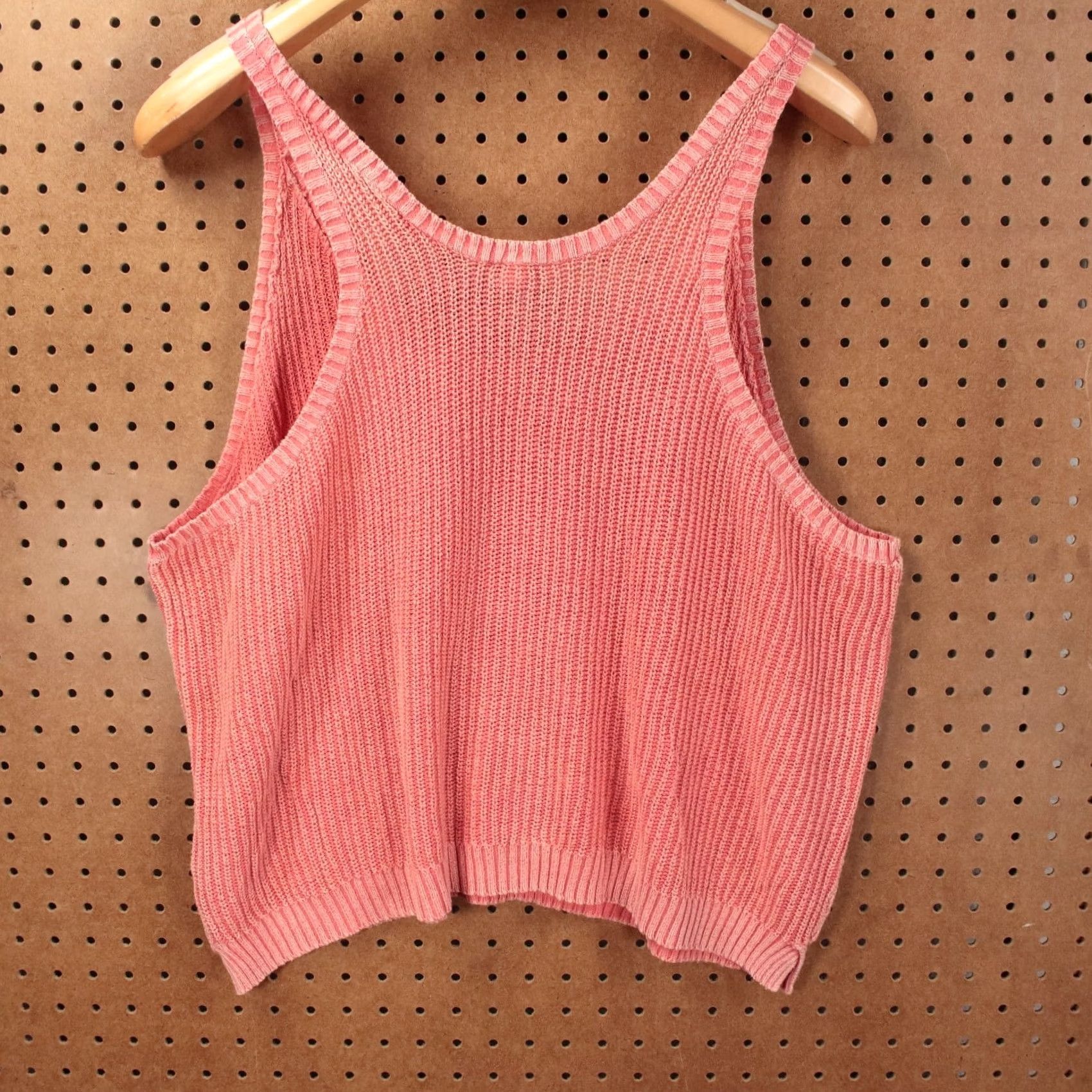 Vintage WE THE FREE cropped tank sweater vest ribbed knit cotton Pink MEDIUM Women Size M / US 6-8 / IT 42-44 - 3 Thumbnail