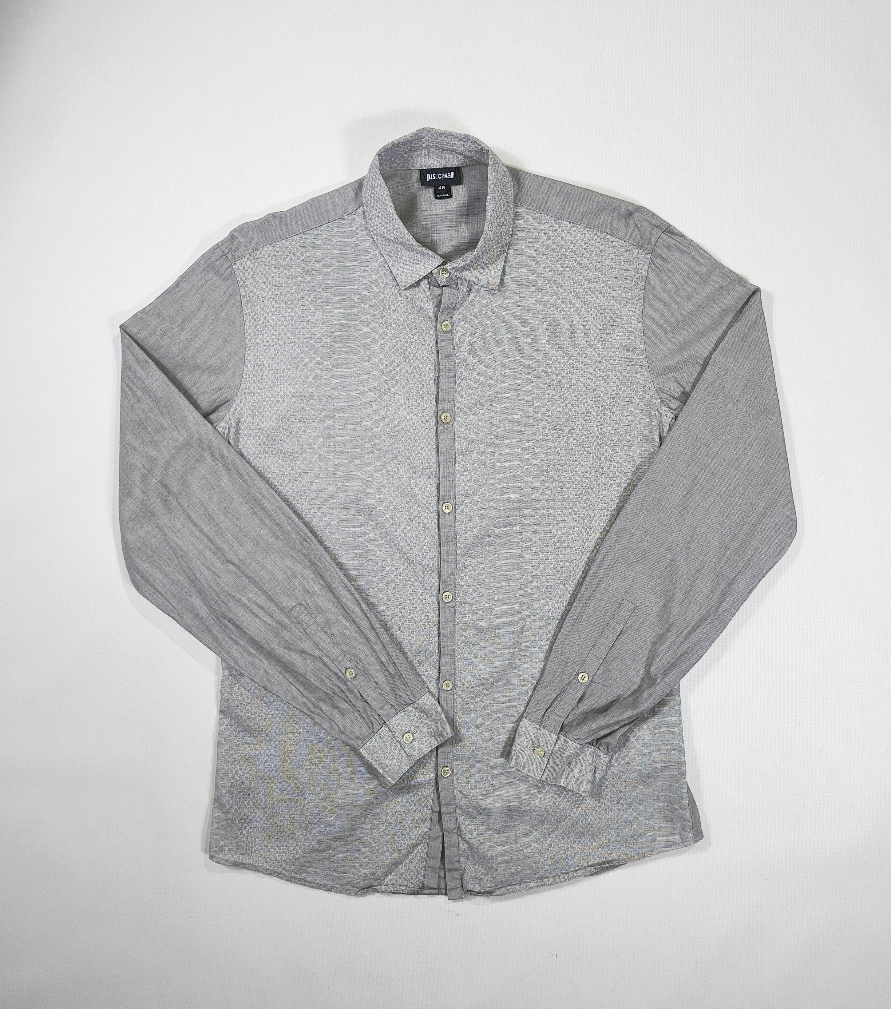 Just Cavalli Just Cavalli Gray Snake Pattern Cotton Shirt Size 46 Size US M / EU 48-50 / 2 - 1 Thumbnail