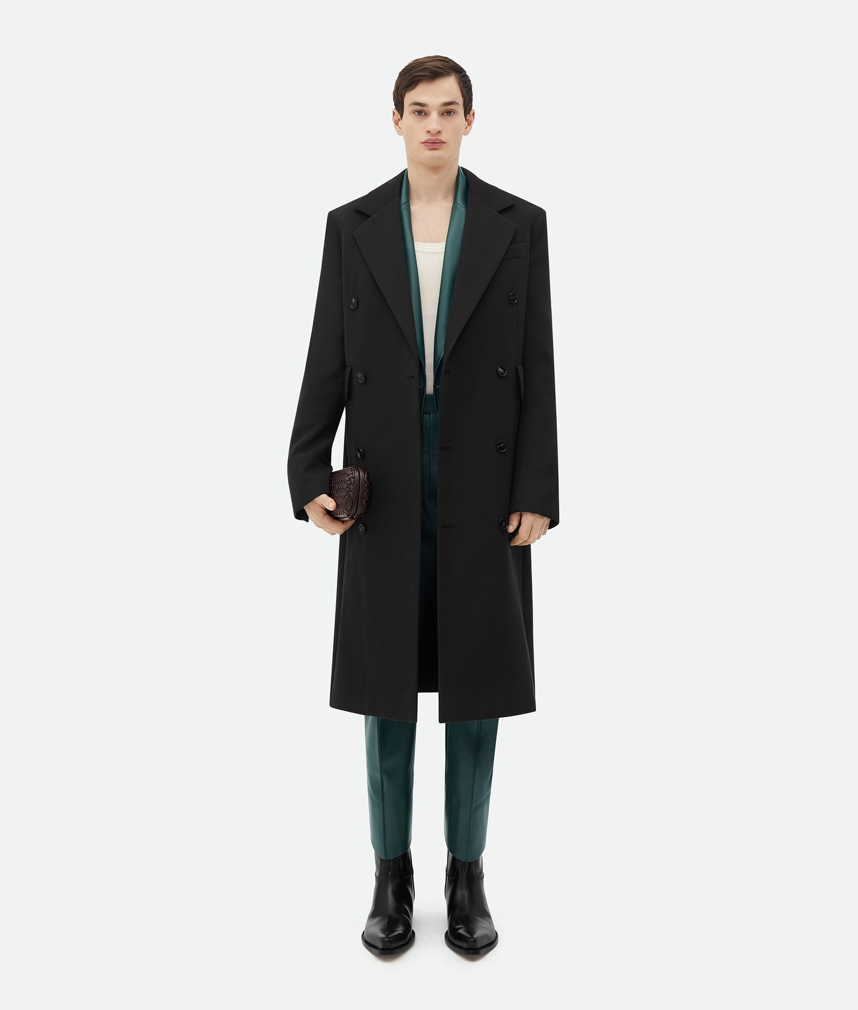 Bottega Veneta o1loc1c0325 743879 Curved Shape Leather Trouser in Petrol Size US 34 / EU 50 - 4 Thumbnail