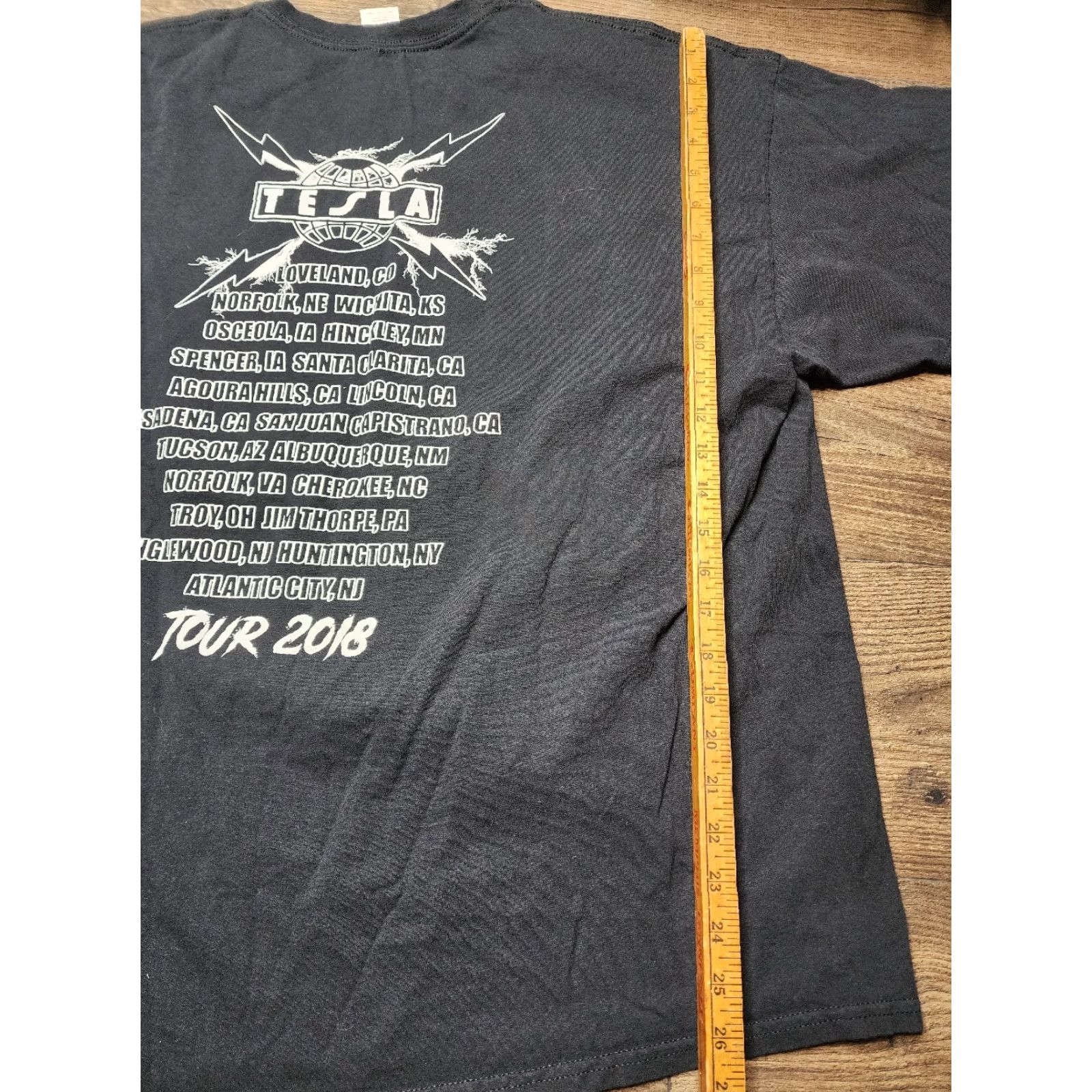 Gildan Mens 2XL Gildan Tesla Tour 2018 Band Tee T-Shirt Double-Sided Black Size US XXL / EU 58 / 5 - 3 Thumbnail