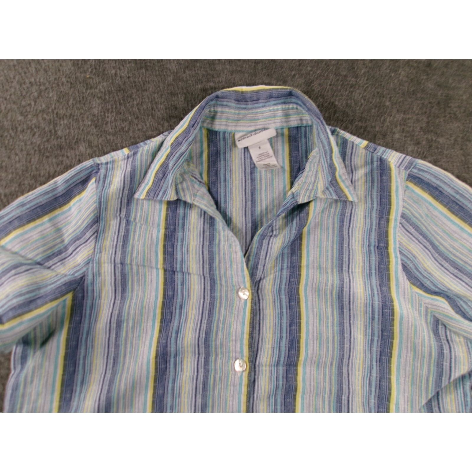 Vintage Alfred Dunner Button-Up Top Women S Striped White Beach Hawaiian Tropical Coastal Resort Casual Party/Cocktail Travel Wedding Size S / US 4 / IT 40 - 2 Thumbnail