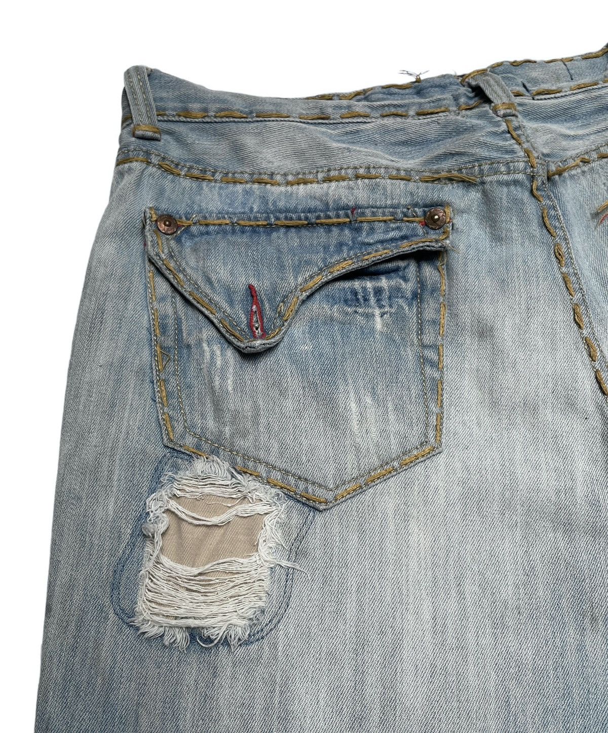 If Six Was Nine × Japanese Brand Rare Design Vintage Brand R.Sole Ripped Baggy Jeans 2000s Size US 37 - 9 Thumbnail