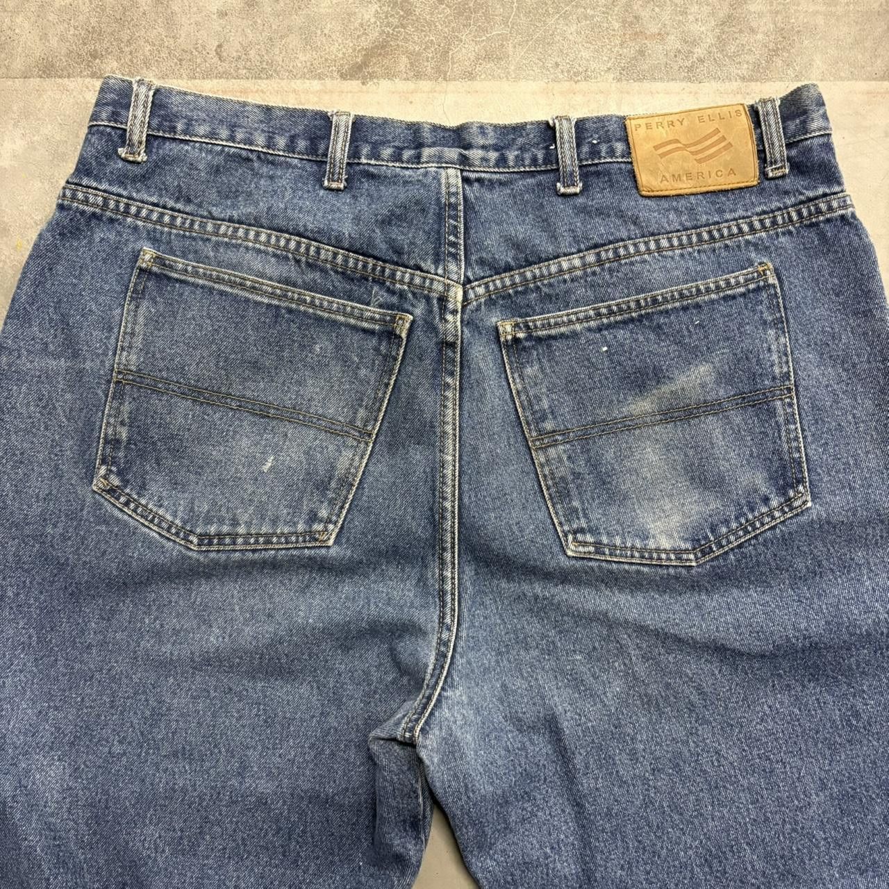 Perry Ellis × Vintage Crazy Vintage Y2K/2000s Super Baggy Perry Ellis Medium Wash Denim Jeans! Size US 38 / EU 54 - 7 Thumbnail