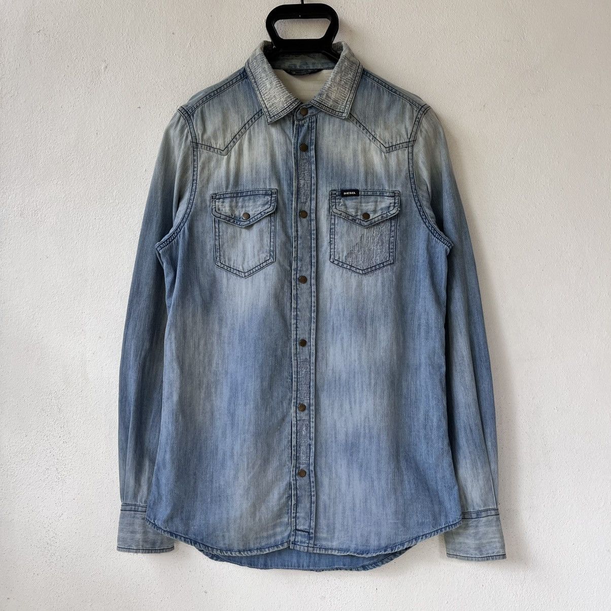 Diesel Diesel Distressed Western Denim Shirt Light Wash Size XS / US 0-2 / IT 36-38 - 1 Thumbnail