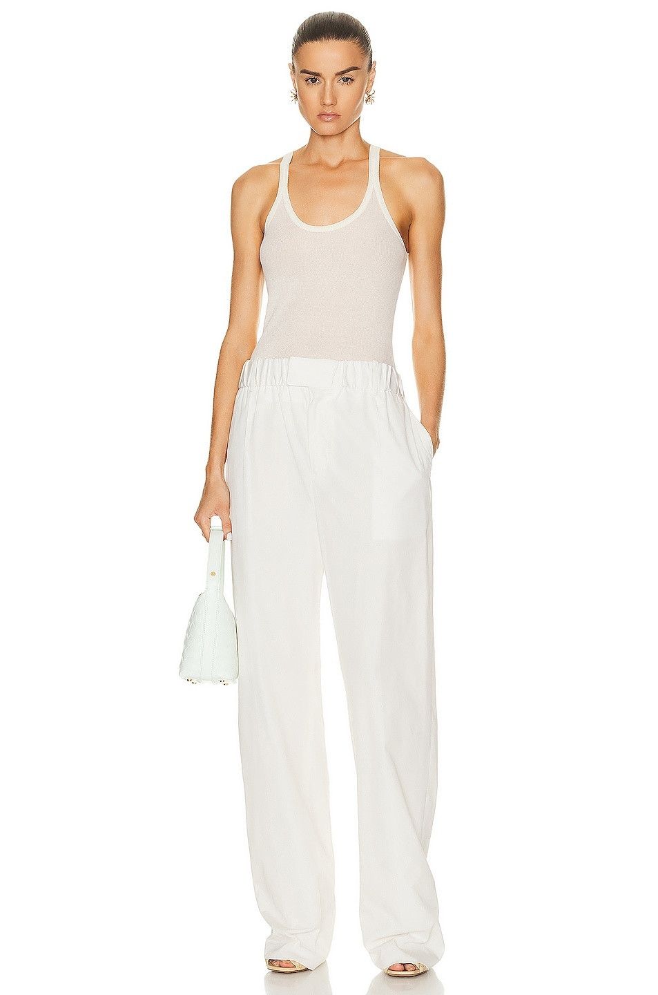 Bottega Veneta o1n1vont0925 Compact Cotton Trousers in White Size 34" / US 12 / IT 48 - 4 Thumbnail