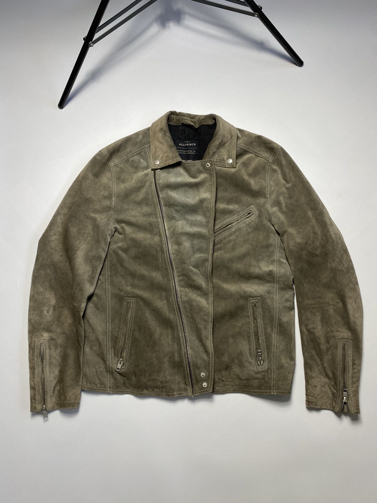 Allsaints Allsaints Crawley Calf Suede Biker Leather Jacket Size US XL / EU 56 / 4 - 8 Thumbnail