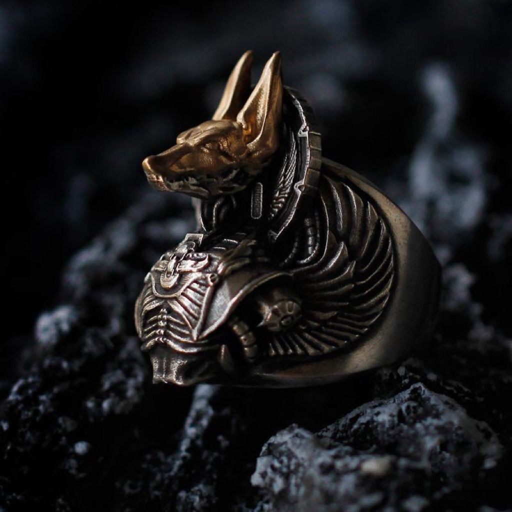 Avant Garde x Jewelry Anubis Vibe Jewelry Rings Open Ring (Size 7-13) in Silver, Men's