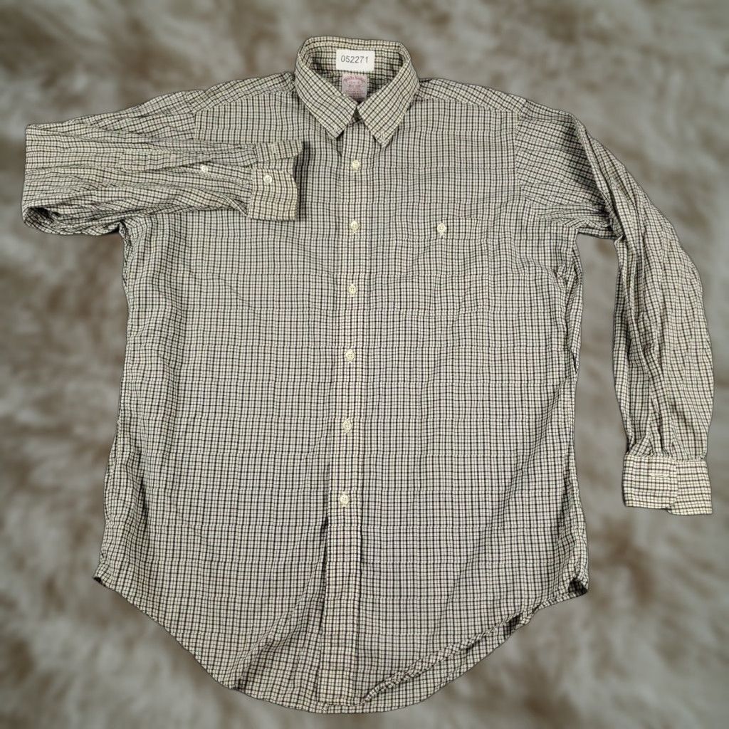 Brooks Brothers VINTAGE Brooks Brothers Shirt Mens 15.5 Blue Plaid Dress Button Up Long Sleeve Cotton Regular Classic Size 40R - 1 Thumbnail