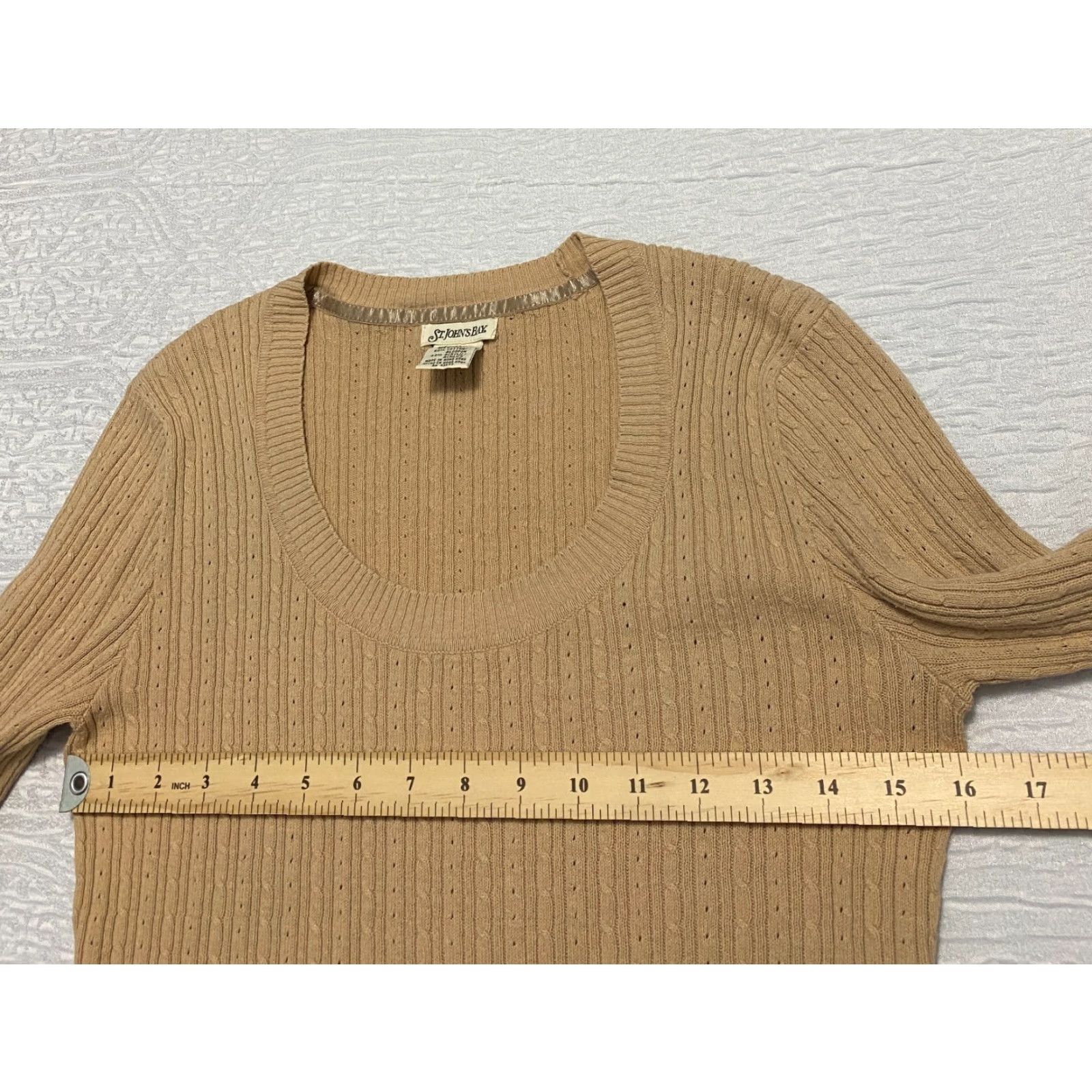 Vintage St. John's Bay Women's Sweater Cable-Knit Crew Neck Long Sleeve Beige Size M Pullover Casual Knitwear Womens Size M / US 6-8 / IT 42-44 - 5 Thumbnail