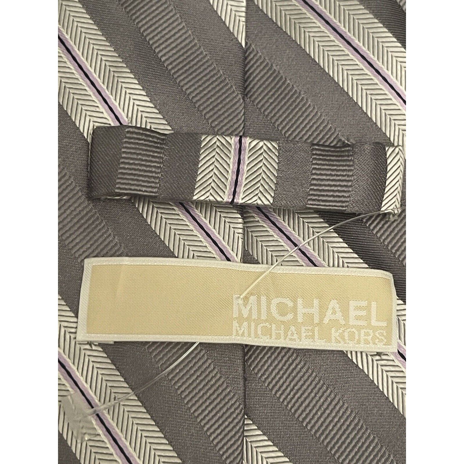 Michael Kors Michael Michael Kors Gray Purple 100% Silk Made In China Size ONE SIZE - 8 Thumbnail