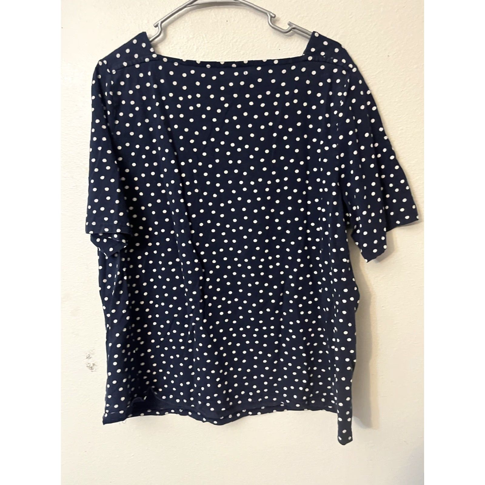 Chaps Chaps Blouse Shirt 1X Blue Short Sleeve Square Neck Women Plus Size Modern Basic Shirt Womens Chaps Blouse Top Square Neck 1X Blue Women Size XL / US 12-14 / IT 48-50 - 3 Thumbnail