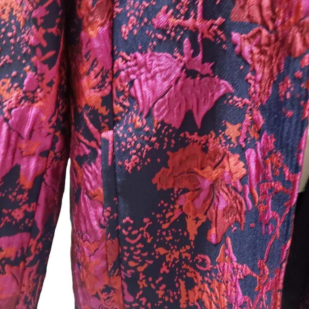 Chicos CT819 Chico's Tapestry Mid-thigh Fuchsia & Black Blazer Size XL / US 12-14 / IT 48-50 - 4 Thumbnail