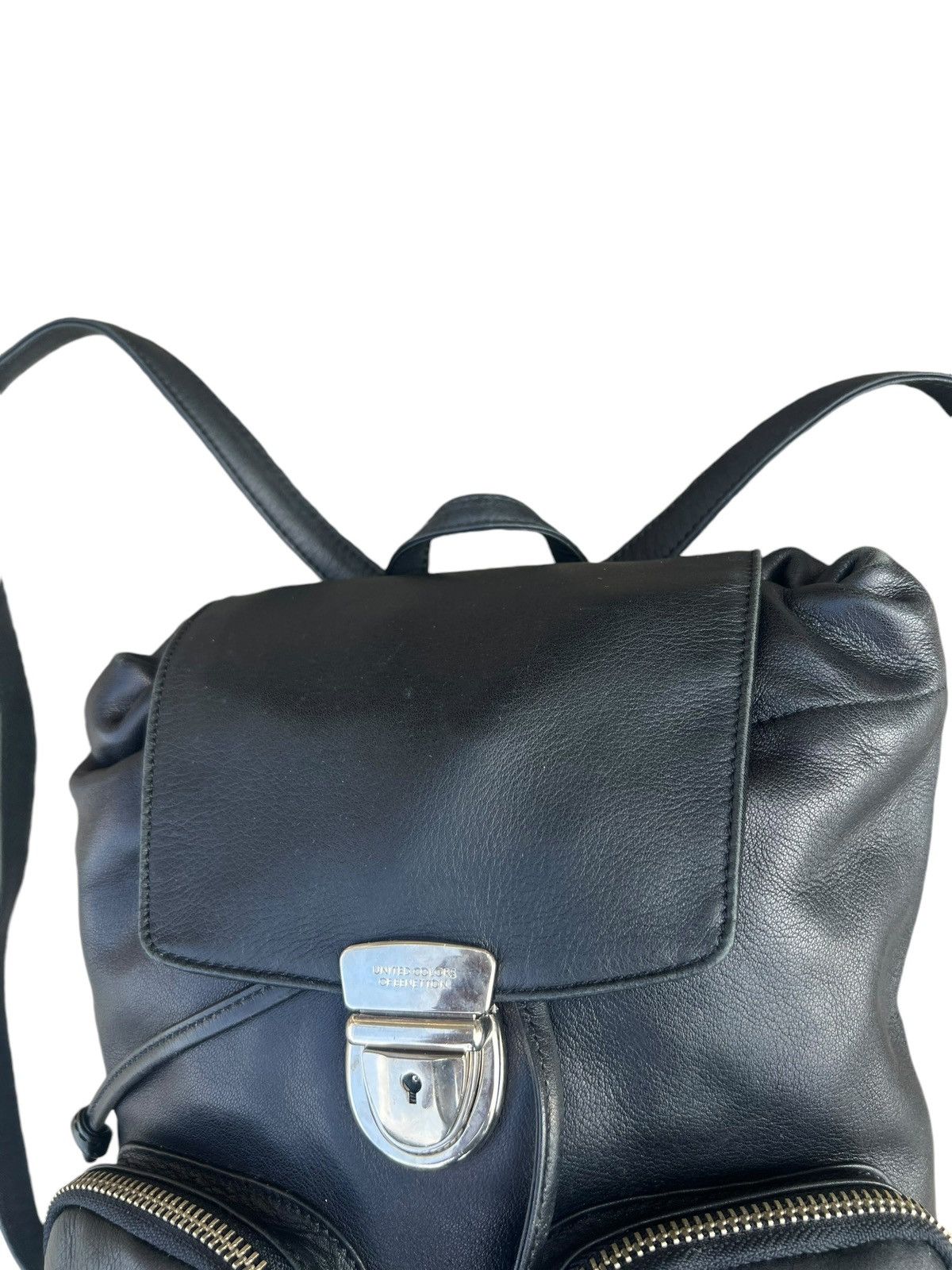 Leather Vintage 90s UCOB Patina Black Leather Cargo Backpack Bag Size ONE SIZE - 9 Thumbnail