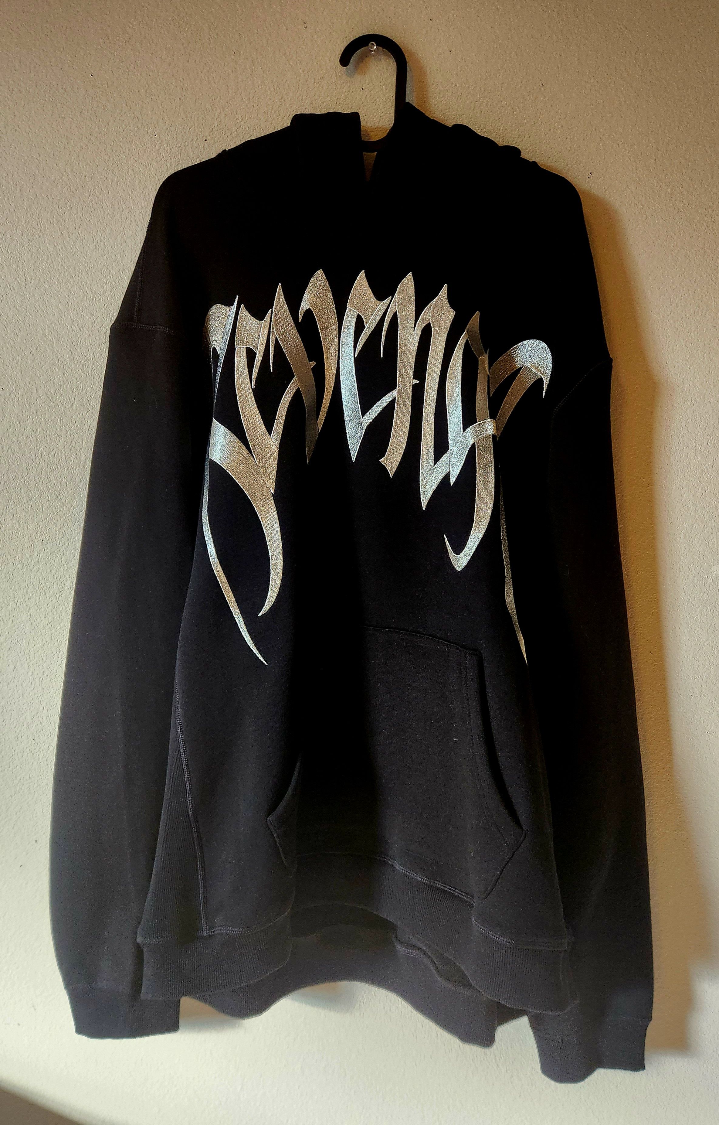 Revenge Revenge Metallic Silverblack Embroidered French Terry Hoodie