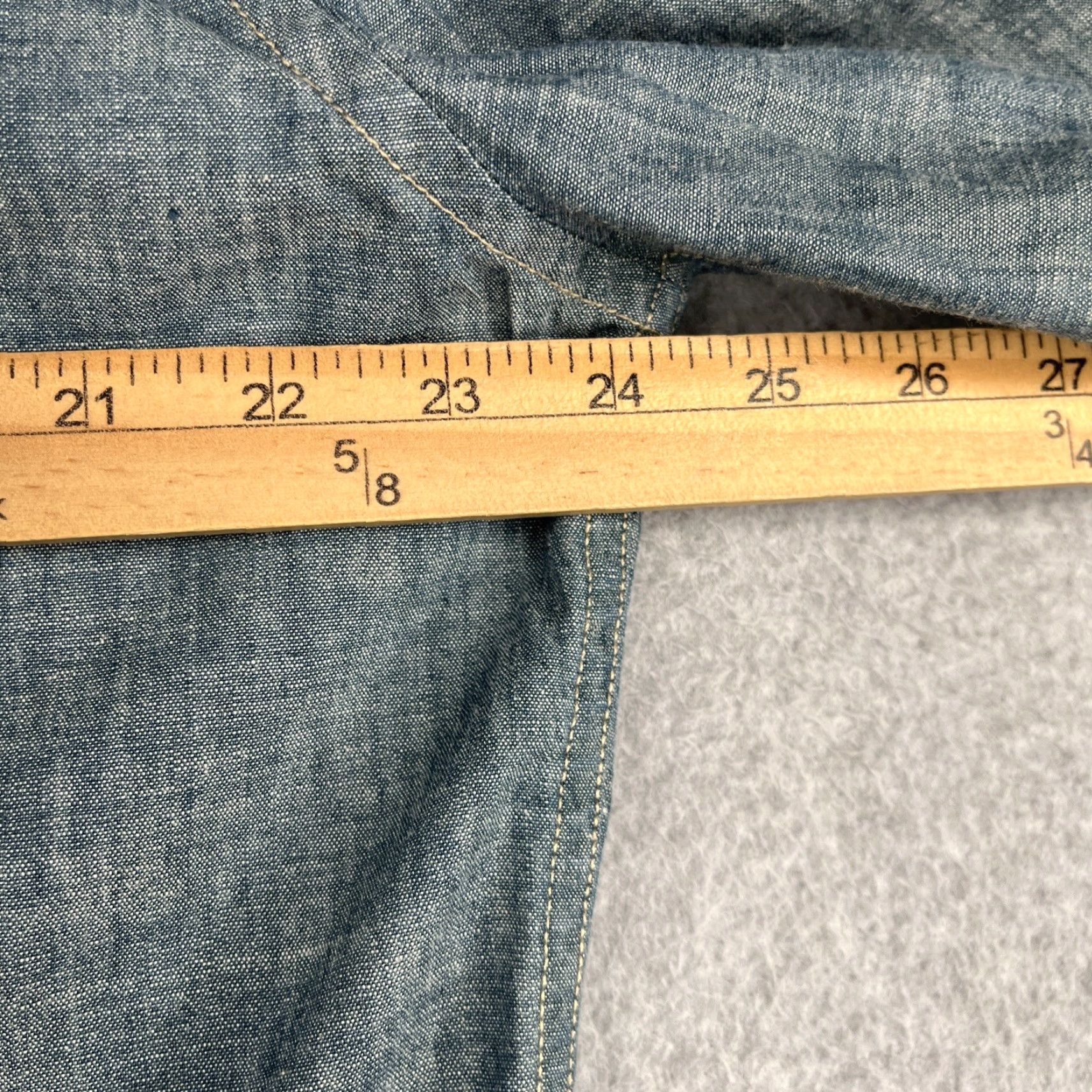 7 For All Mankind 7 For All Mankind Shirt Blue Denim 2XL Long Sleeve Button Up Collared Pocket Mens Size US XXL / EU 58 / 5 - 7 Thumbnail