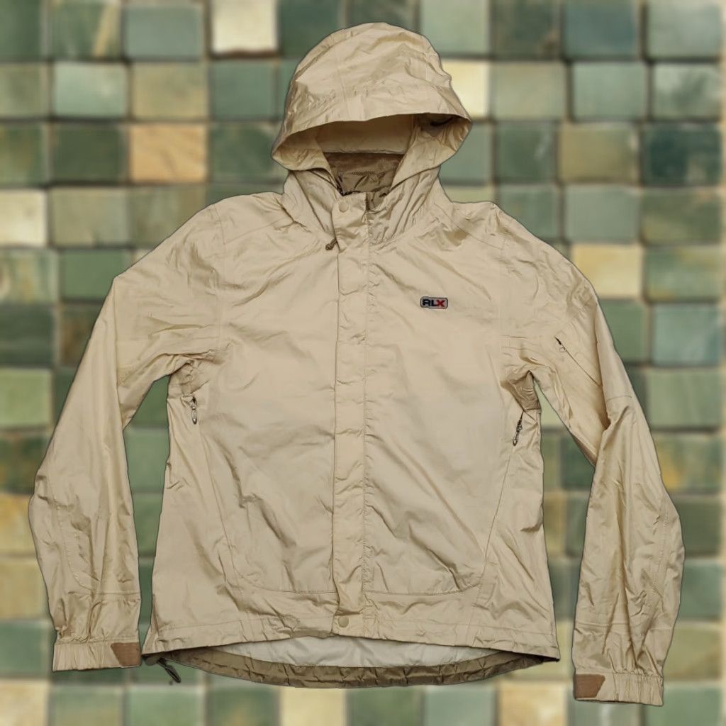 VINTAGE Polo Sport RLX Jacket Womens M Pale Yellow Hooded Windbreaker Packable