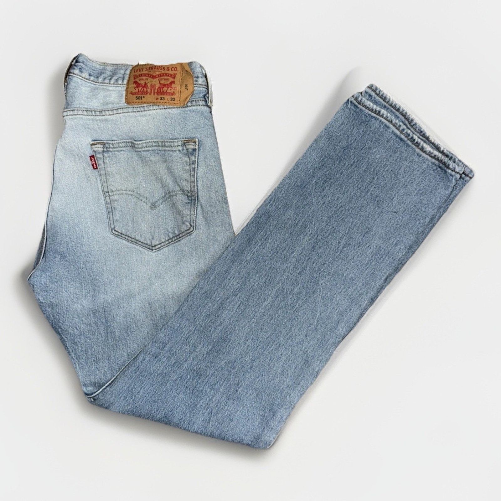 Levi's Levi’s 501 Button Fly 33x31 Washed Blue Denim Straight Leg Size US 33 - 1 Thumbnail