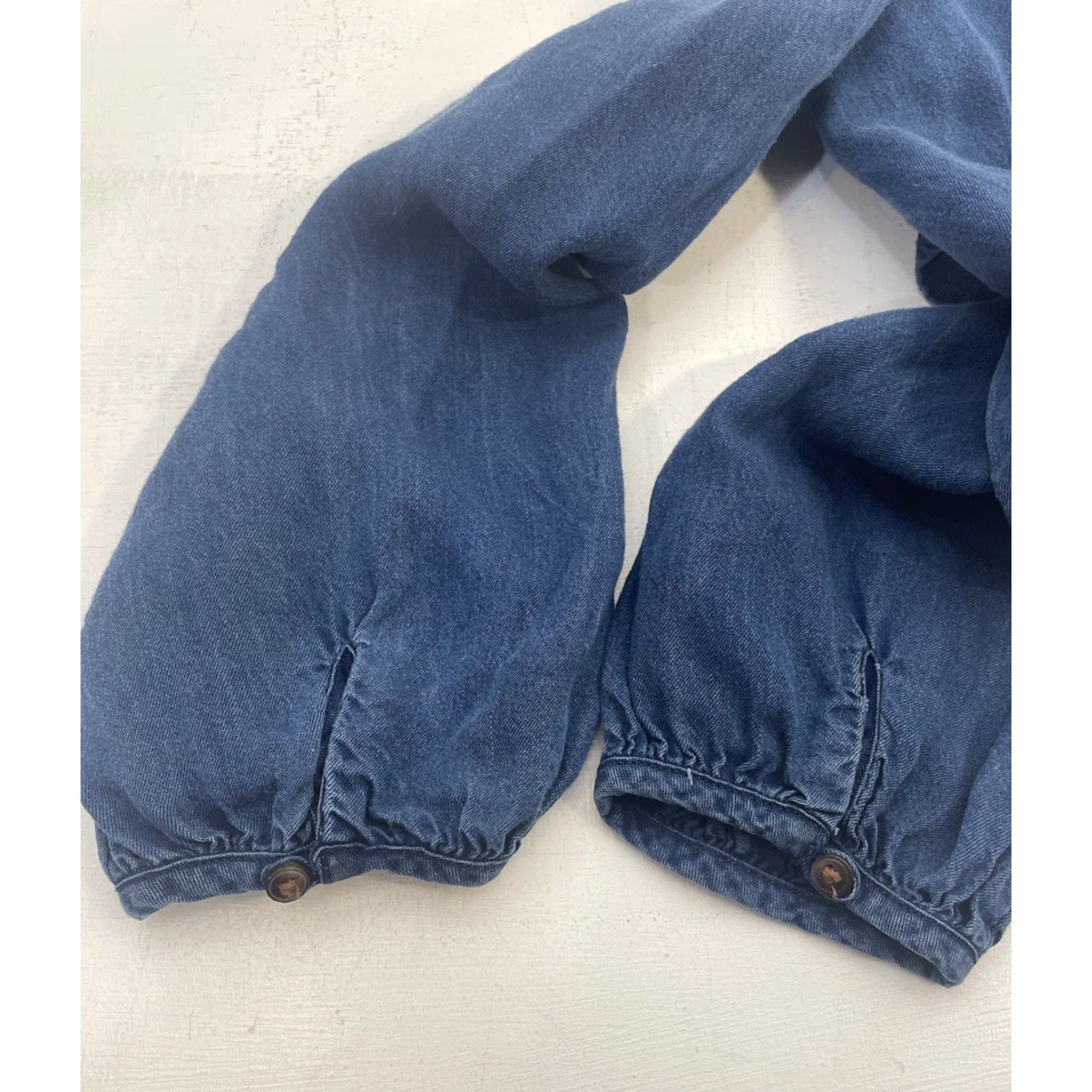 Old Navy Old Navy Shirt Women Small Dark Wash Blue Denim Look V Neck Long Sleeve Knit Button Pullover Casual Fall Winter Spring Size S / US 4 / IT 40 - 3 Thumbnail