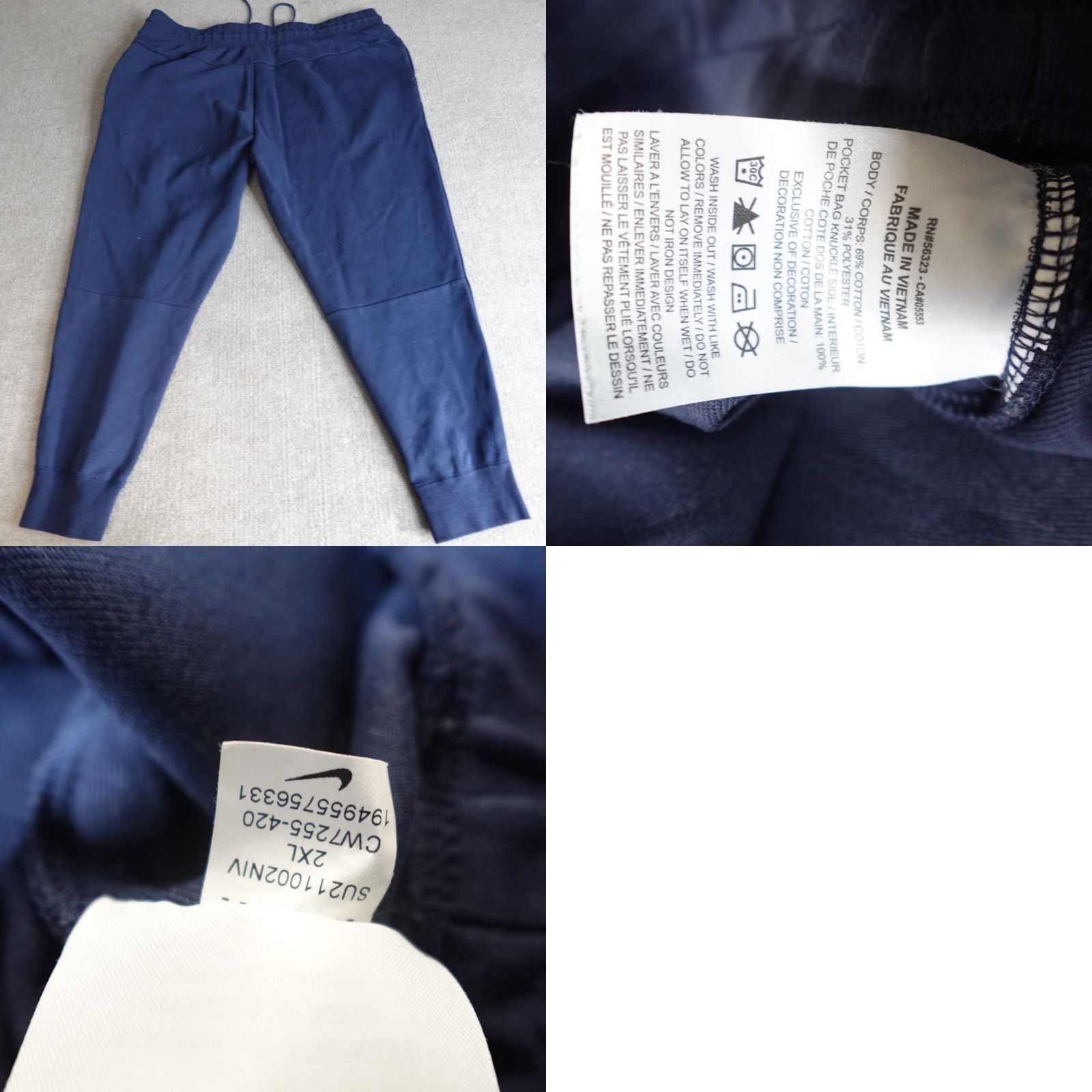 Nike Nike Mens Pants 2XL Blue Solid Jogger WCA Wildcats Drawstring Fleece Cotton Blend Activewear Casual Tapered Waist Mens Size US 39 - 8 Thumbnail