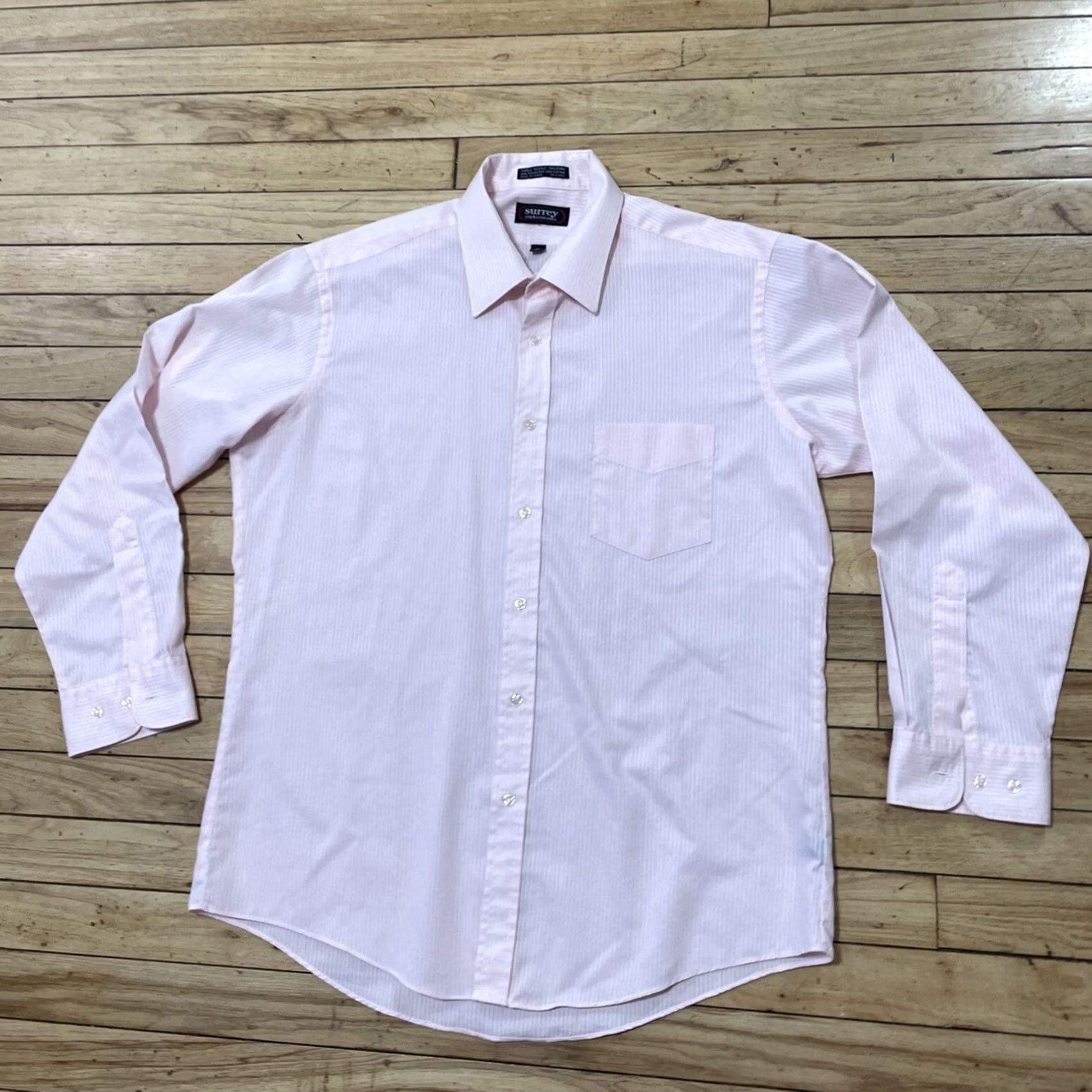 Pinko SURREY SOPHISTICATES Lightweight Shirt Mens 16 32/33 Pink Subtle Stripe Collared Button-Up Shirt Size US L / EU 52-54 / 3 - 3 Thumbnail