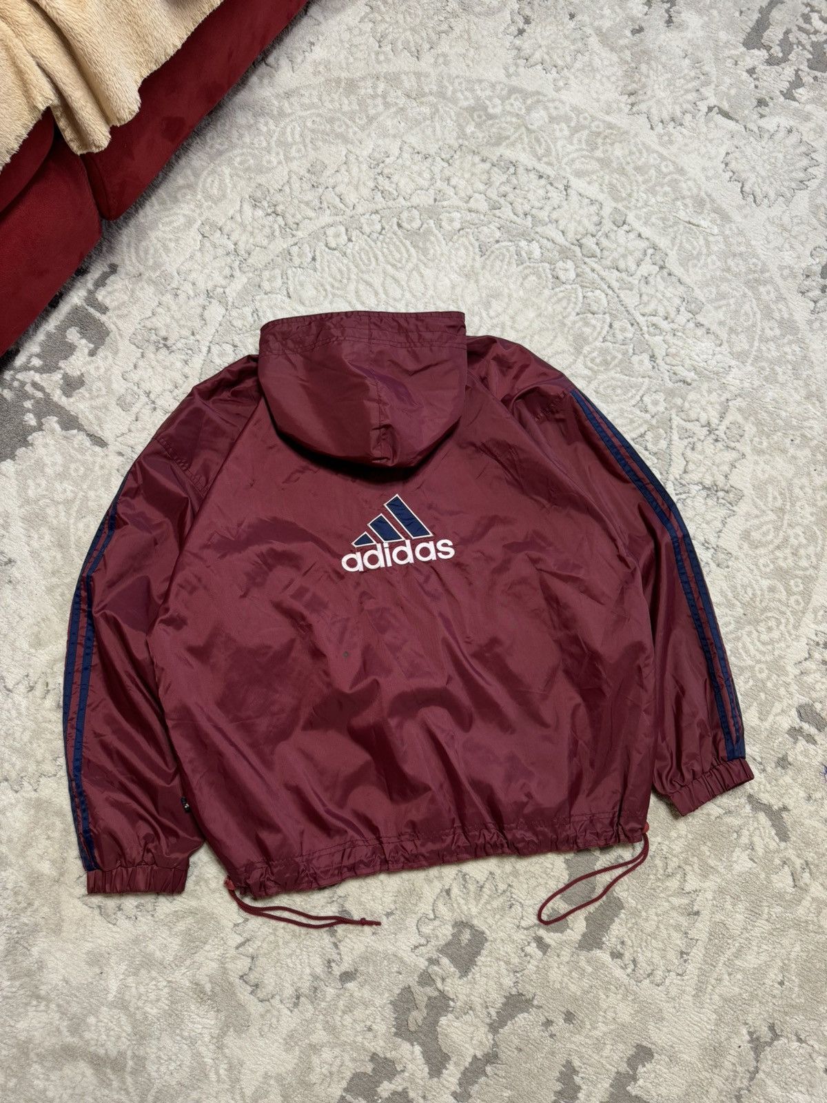 Adidas × Vintage Vintage Adidas Burgundy Anorak Nylon Jacket Size US XL / EU 56 / 4 - 12 Thumbnail