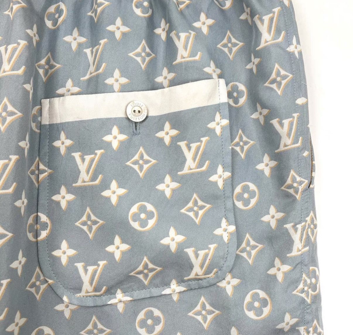 Louis Vuitton Louis Vuitton LV Blue Monogram Silk Shorts K12 Size US 30 / EU 46 - 5 Thumbnail